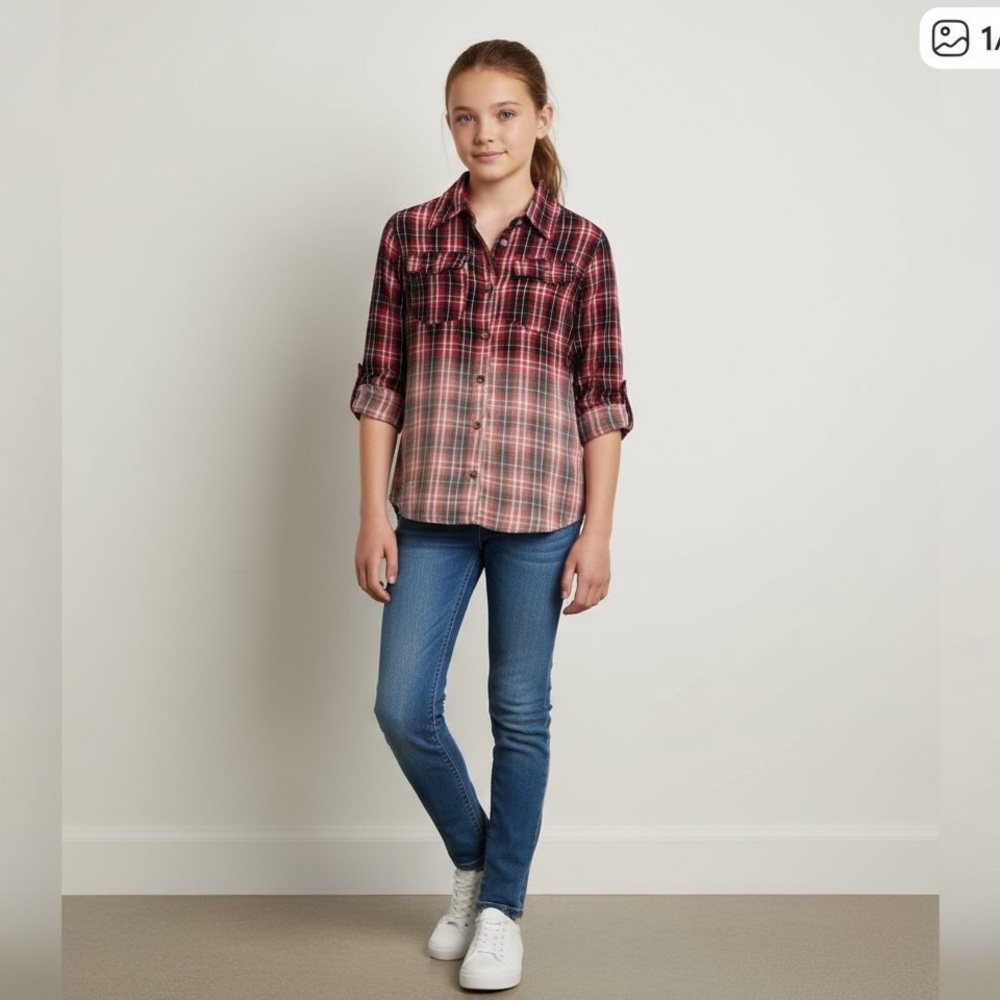001 BLS: NYC flannel plaid shirt size L